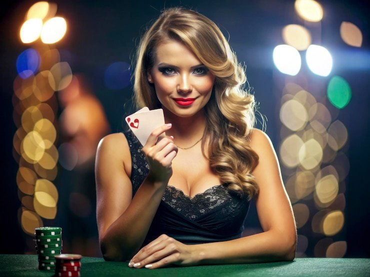 Tampilan meja dealer langsung qqkuda dengan blackjack dan roulette di layar mobile